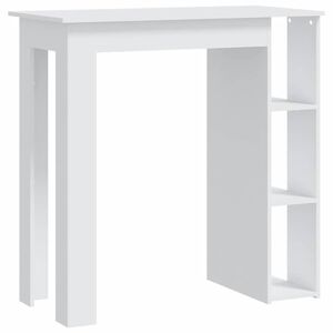 vidaXL Бар маса с рафт, бяла, 102x50x103,5 см, инженерно дърво