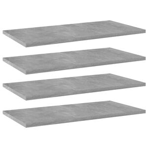 vidaXL Рафтове за етажерка, 4 бр, бетонно сиви, 60x30x1,5 см, ПДЧ