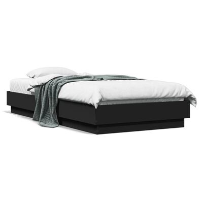 vidaXL Рамка за легло с LED осветление, черна, 75x190 см