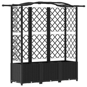 vidaXL Повдигнато легло с решетка и покривка Черно 163 x 40 x 138 см