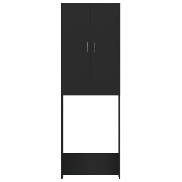 vidaXL Шкаф за пералня, черен, 64x25,5x190 см