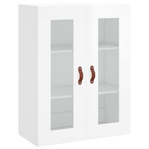 vidaXL Стенен шкаф бял гланц 69,5x34x90 см