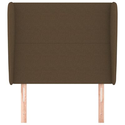 vidaXL Горна табла за легло с уши, тъмнокафява, 93x23x118/128 см, плат