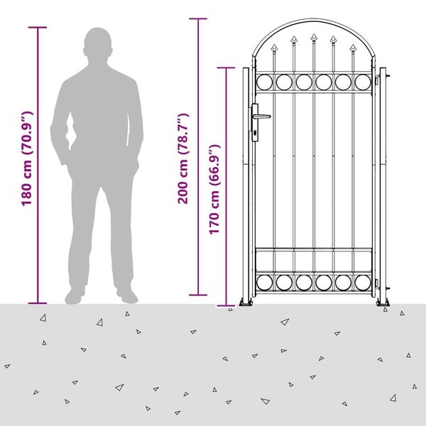 vidaXL Стълб за ограда. с заключване Сив 200 x 88 x 14 см Стомана
