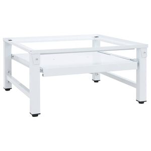 vidaXL Поставка за пералня с издърпващ се рафт, бяла