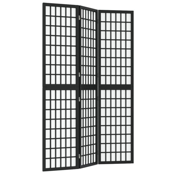 vidaXL Параван за стая, 3 панела, японски стил, 120x170 cм, черен