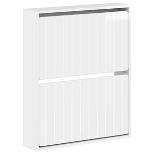 vidaXL Стенно шкафче за обувки ZWOLLE 71 x 17 x 86 см Бял гланц