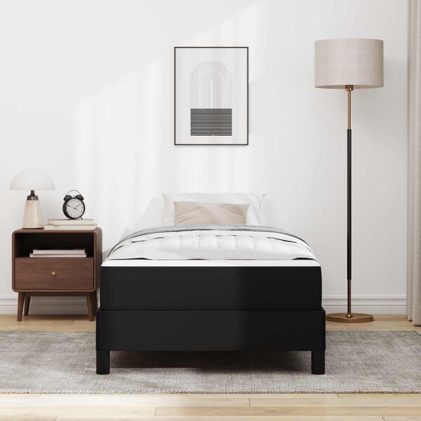 vidaXL Рамка за легло с матрак Черно 90 x 200 cm текстил