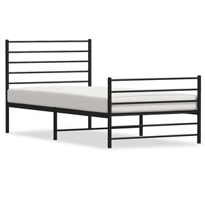 vidaXL Метална рамка за легло с горна и долна табла, черна, 80x200 см