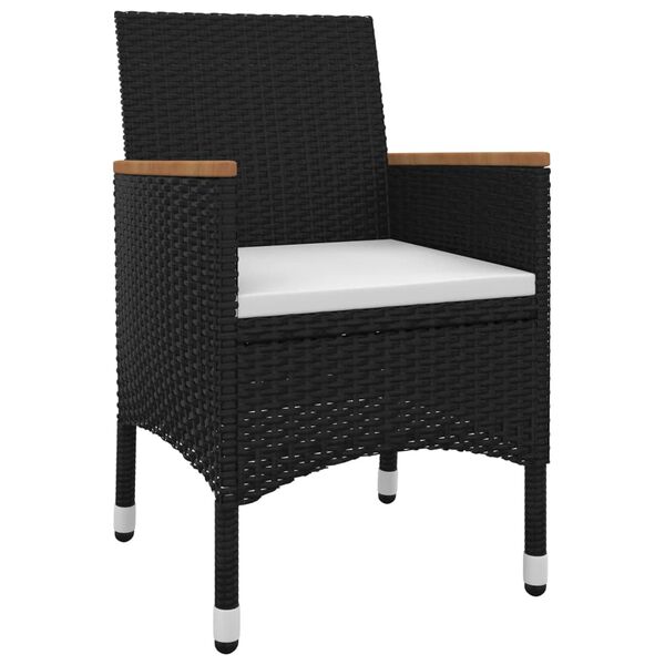 vidaXL Градински трапезен комплект от 3 части полиратан и стъкло