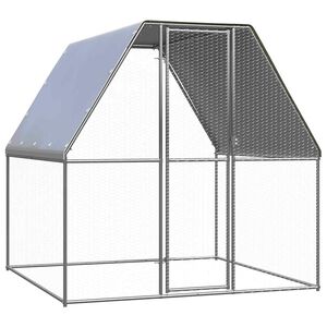 vidaXL Птичарник, сребрист и сив, 2x2x2 м, поцинкована стомана