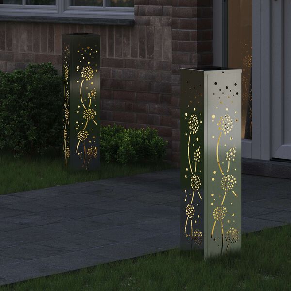 vidaXL Соларна LED светлина за пътека 2 pcs Ръждясало Галванизирана