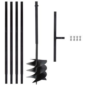 vidaXL Градински свредел с дръжка, 250 мм, с удължител 4 м, стомана