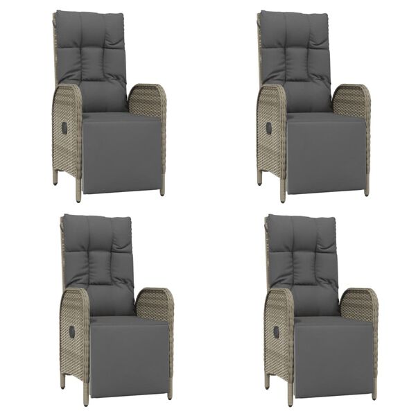 vidaXL Градински трапезен комплект 5 части с възглавници сив полиратан