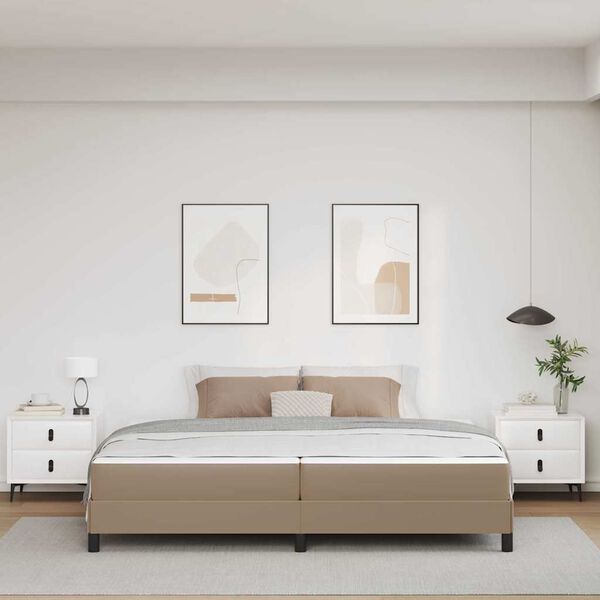 vidaXL Рамка за легло с матрак Капучино 200 x 200 cm текстил