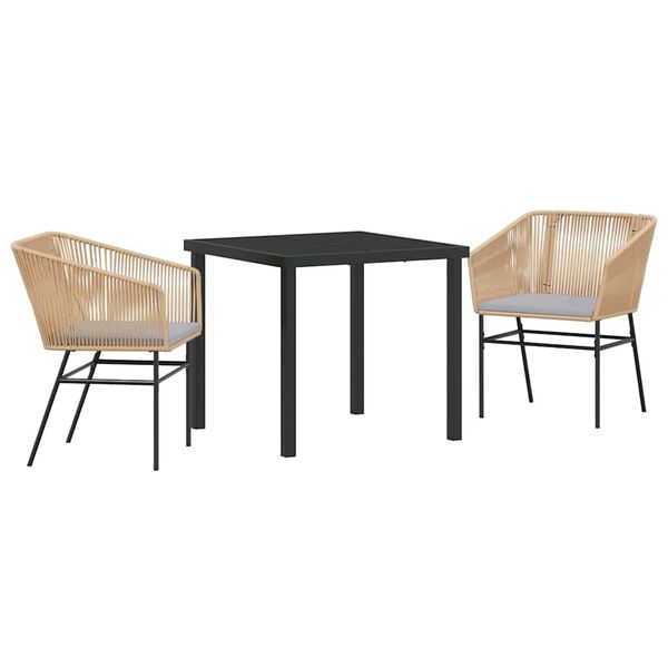 vidaXL Комплект за хранене в градината с възглавница 3 pcs Кафяво