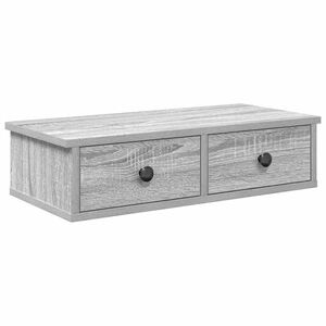 vidaXL Стенен рафт с чекмеджета сив сонома 60x28x15 см инженерно дърво