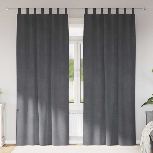 vidaXL Затъмняващи завеси 2 pcs Светлосиво 140 x 245 cm Кадифе