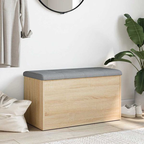 vidaXL Пейка за съхранение, дъб сонома, 82x42x45 см, инженерно дърво