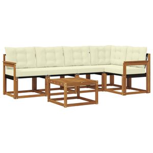vidaXL Комплект дивани за открито 6 pcs Натурален и Крема