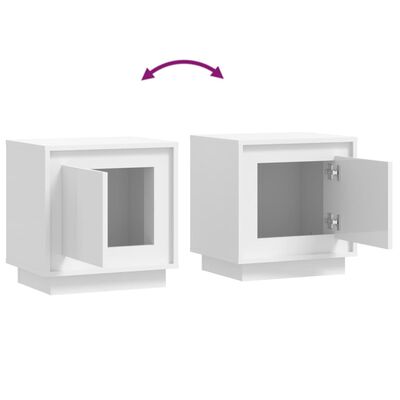 vidaXL Нощно шкафче, бял гланц, 44x35x45 см, инженерно дърво