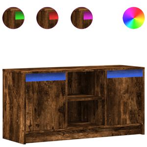 vidaXL ТВ шкаф с LED, опушен дъб, 100x34x50 см, инженерно дърво