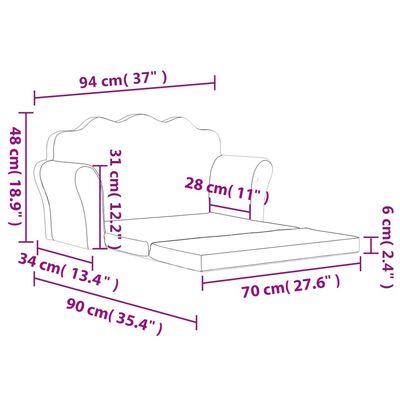 vidaXL Детско диванче-легло, 2-местно, антрацит, мек плюш