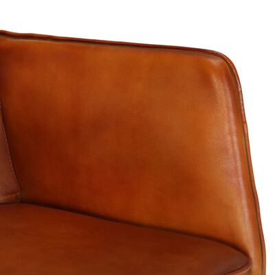 vidaXL Люлеещ стол, кафеникав, естествена кожа