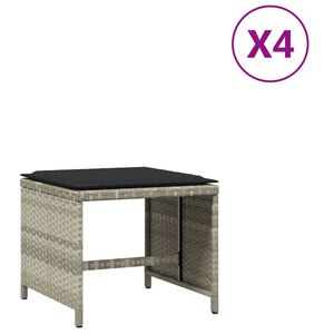 vidaXL Външни табуретки с възглавници 4 бр светлосиви 41x41x36 см