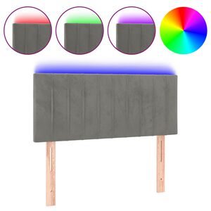 vidaXL LED горна табла за легло, светлосива, 80x5x78/88 см, кадифе