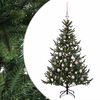 vidaXL Изкуствена коледна елха с топки 120 см 150 LED светодиода
