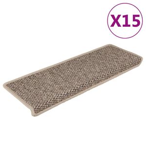 vidaXL Стелки за стълби, сизалена визия, 15 бр, 65x21x4см, тъмнобежови