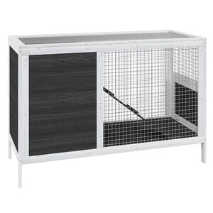 vidaXL Клетка за зайци сива 103x44x69,5 см борово дърво масив