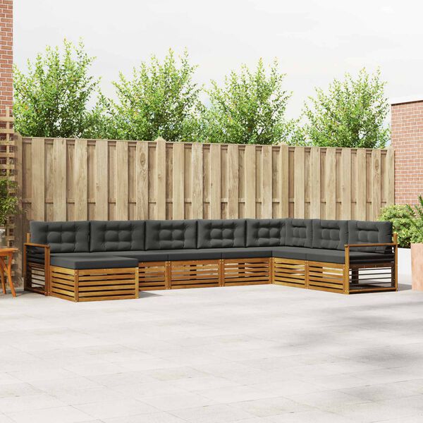 vidaXL Комплекти дивани с възглавница 8 pcs Натурален и Антрацит