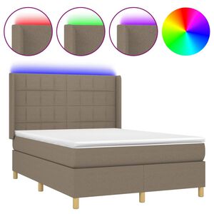 vidaXL Боксспринг легло с матрак и LED, таупе, 140x190 см, плат