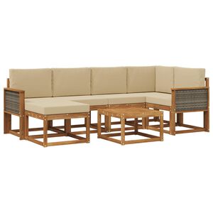 vidaXL Комплект дивани за открито 7 pcs Натурален и Бежов