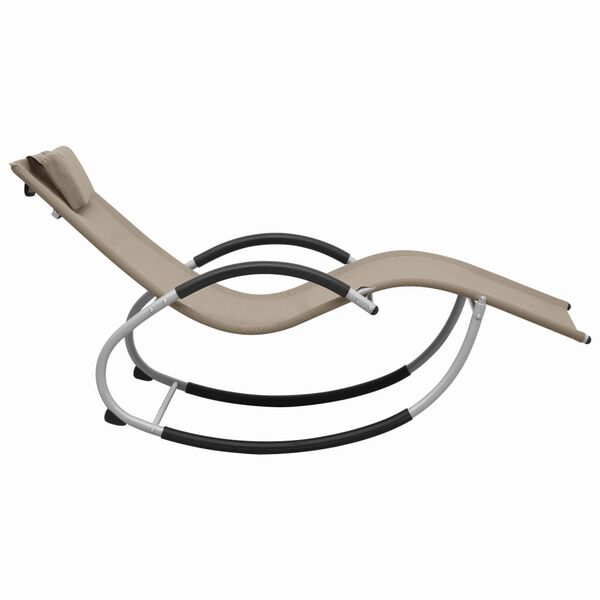 vidaXL Шезлонг с възглавничка, таупе, textilene