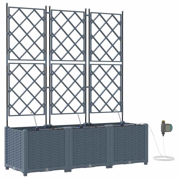 vidaXL Градинска саксия 3 pcs Светло сиво Стомана