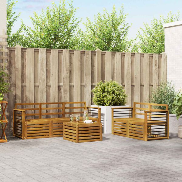 vidaXL Комплекти дивани 6 pcs Естествен Солидно акациево дърво