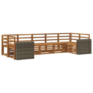 vidaXL Комплект секционен диван 7 pcs Натурално Солидно акациево дърво
