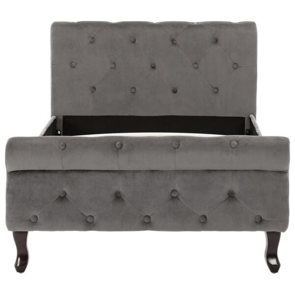 vidaXL Рамка за легло, сива, кадифе, 90x200 см