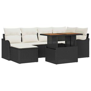 vidaXL Градински Софа Комплект със съхранение 7 pcs Черно Полиратан