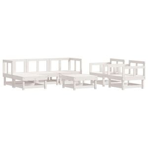vidaXL Градински лаундж комплект, 7 части, бял, бор масив