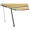 vidaXL Ръчно прибиращ се сенник с LED, 350x250 см, жълто и бяло