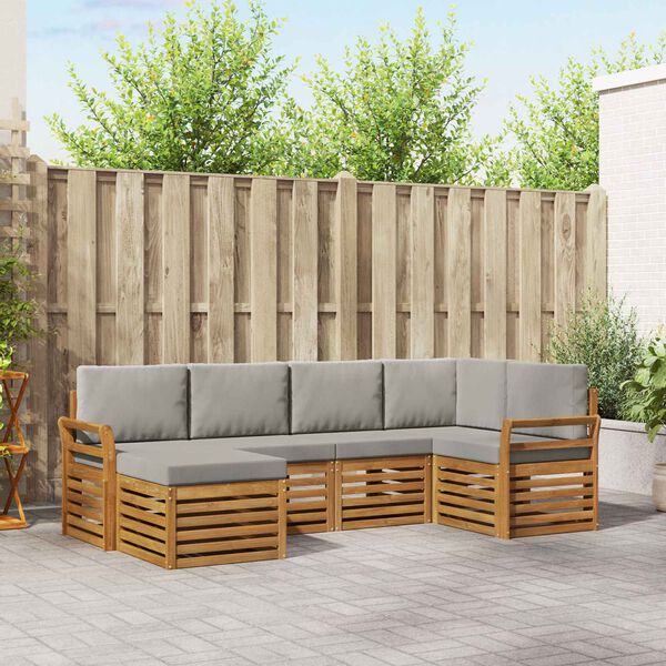 vidaXL Комплект секционен диван 6 pcs Естествено и светло сиво