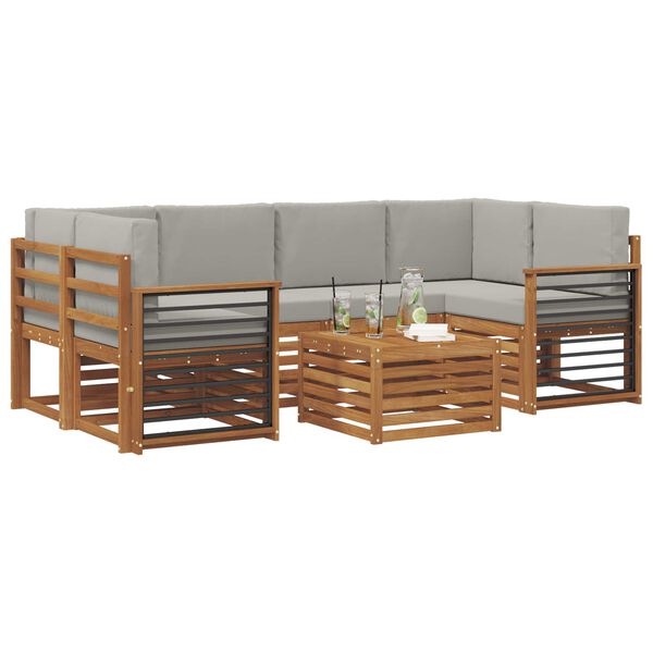 vidaXL Комплекти дивани с възглавница 7 pcs Естествено и светло сиво