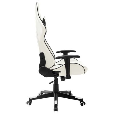 vidaXL Геймърски стол, бяло и черно, изкуствена кожа