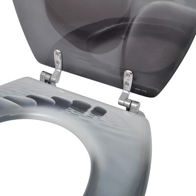 vidaXL Тоалетни седалки с капаци, 2 бр, МДФ, камъни