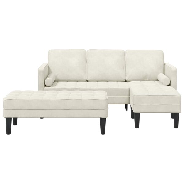 vidaXL Комплект дивани с възглавница 2 pcs Крем Полиестер