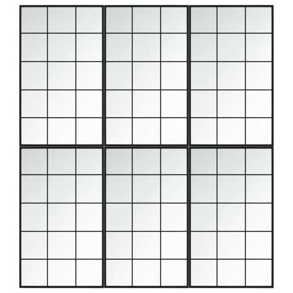 vidaXL Стенни огледала, 6 бр, черни, 100x60 см, метал